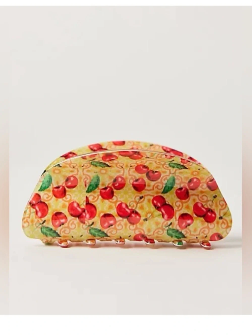 Free People Well Traveled Claw Clip Cherry Tree Yellow Red Pattern Hair NEW NWT